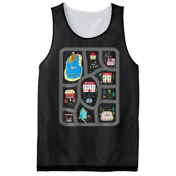 Play Cars On Dads Back Mat Road Car Race Track Gift Mesh Reversible Basketball Jersey Tank