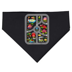 Play Cars On Dads Back Mat Road Car Race Track USA-Made Doggie Bandana