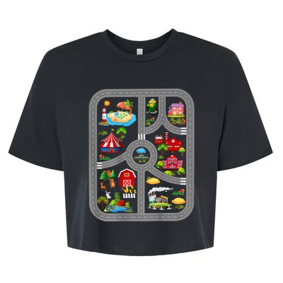 Play Cars On Dads Back Mat Road Car Race Track Bella+Canvas Jersey Crop Tee