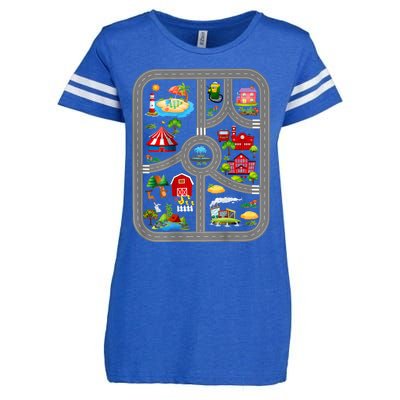 Play Cars On Dads Back Mat Road Car Race Track Enza Ladies Jersey Football T-Shirt