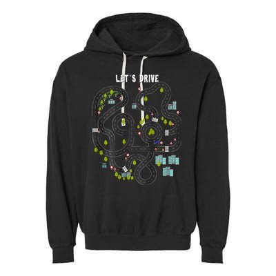 Play Cars On Daddys Back Gift For Dad Massage Garment-Dyed Fleece Hoodie