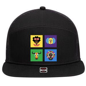 Pixelated Costumes Of Barranquilla's Carnival Miami Florida Meaningful Gift 7 Panel Mesh Trucker Snapback Hat