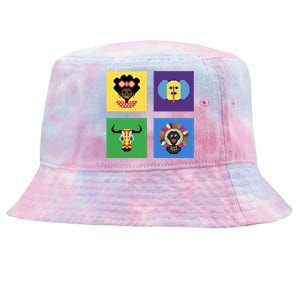 Pixelated Costumes Of Barranquilla's Carnival Miami Florida Meaningful Gift Tie-Dyed Bucket Hat