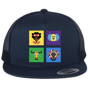 Pixelated Costumes Of Barranquilla's Carnival Miami Florida Meaningful Gift Flat Bill Trucker Hat