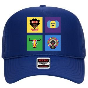 Pixelated Costumes Of Barranquilla's Carnival Miami Florida Meaningful Gift High Crown Mesh Back Trucker Hat