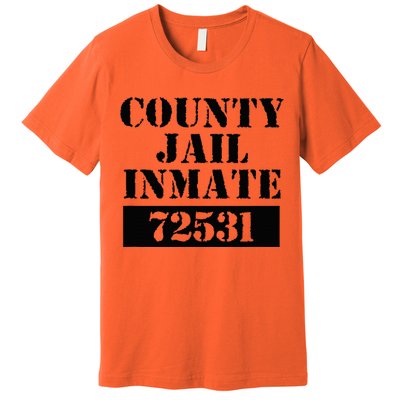 Prisoner Costume Orange Halloween County Inmate Jailhouse Premium T-Shirt