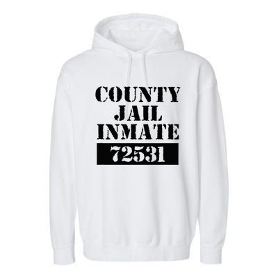 Prisoner Costume Orange Halloween County Inmate Jailhouse Garment-Dyed Fleece Hoodie