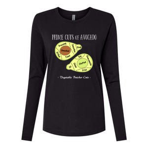 Prime Cuts Of Avocado Butcher Cuts Vegetarian Vegan Cool Gift Womens Cotton Relaxed Long Sleeve T-Shirt