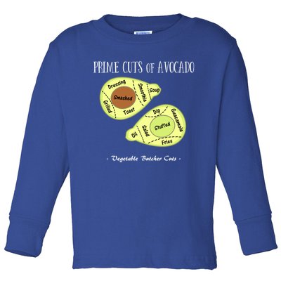 Prime Cuts Of Avocado Butcher Cuts Vegetarian Vegan Cool Gift Toddler Long Sleeve Shirt