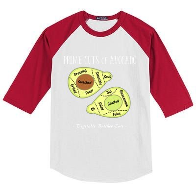 Prime Cuts Of Avocado Butcher Cuts Vegetarian Vegan Cool Gift Kids Colorblock Raglan Jersey