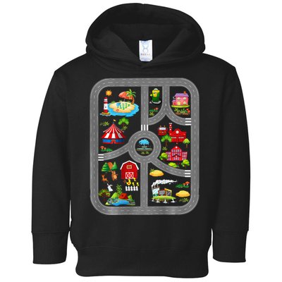 Play Cars On Dad's Back Mat Road Car Race Track Toddler Hoodie