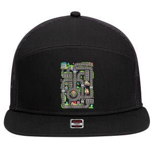 Play Cars On Dad Back Race Track Mat Fathers Day 7 Panel Mesh Trucker Snapback Hat