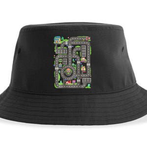 Play Cars On Dad Back Race Track Mat Fathers Day Sustainable Bucket Hat