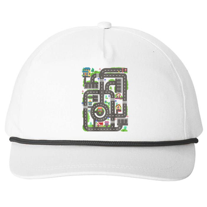 Play Cars On Dad Back Race Track Mat Fathers Day Snapback Five-Panel Rope Hat