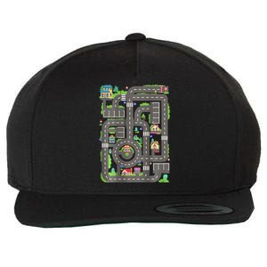 Play Cars On Dad Back Race Track Mat Fathers Day Wool Snapback Cap