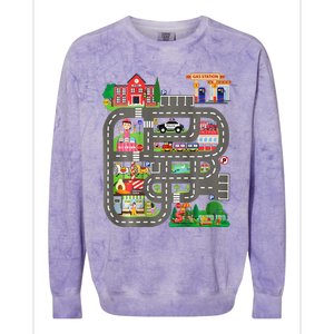 Play Cars On DadS Back Funny FatherS Day Race Track Colorblast Crewneck Sweatshirt