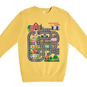 Play Cars On DadS Back Funny FatherS Day Race Track Premium Crewneck Sweatshirt