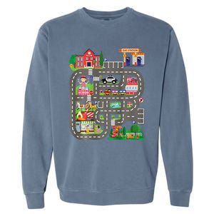 Play Cars On DadS Back Funny FatherS Day Race Track Garment-Dyed Sweatshirt