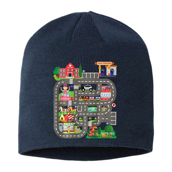 Play Cars On DadS Back Funny FatherS Day Race Track Sustainable Beanie