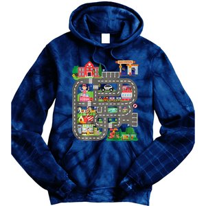 Play Cars On DadS Back Funny FatherS Day Race Track Tie Dye Hoodie