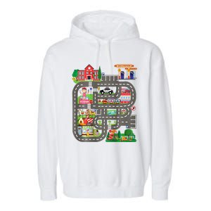 Play Cars On DadS Back Funny FatherS Day Race Track Garment-Dyed Fleece Hoodie