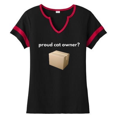 Proud Cat Owner Schrodingers Cat Funny Ladies Halftime Notch Neck Tee