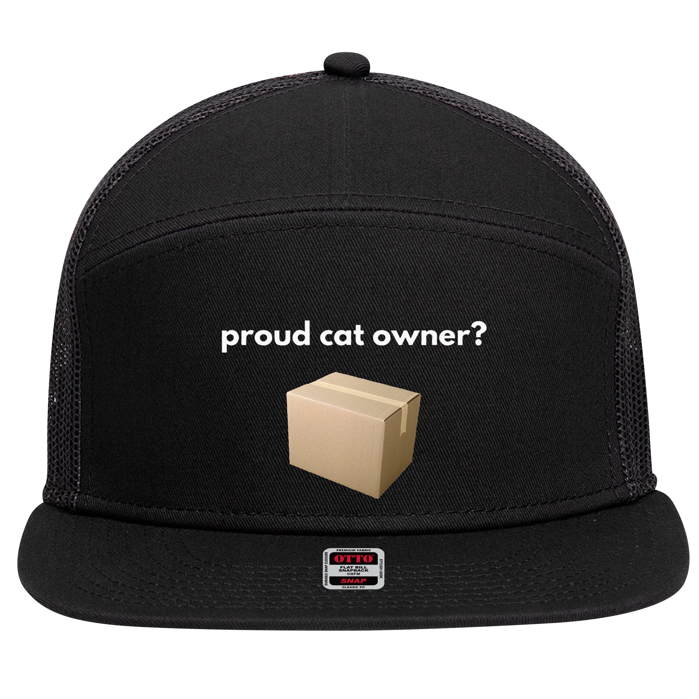 Proud Cat Owner Schrodingers Cat Funny 7 Panel Mesh Trucker Snapback Hat