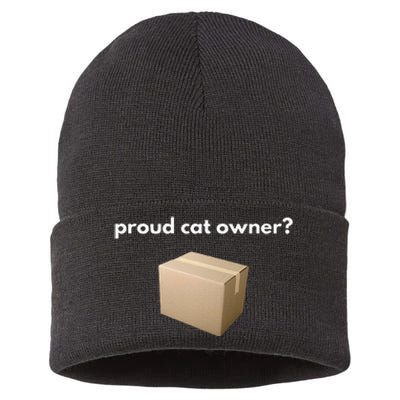 Proud Cat Owner Schrodingers Cat Funny Sustainable Knit Beanie