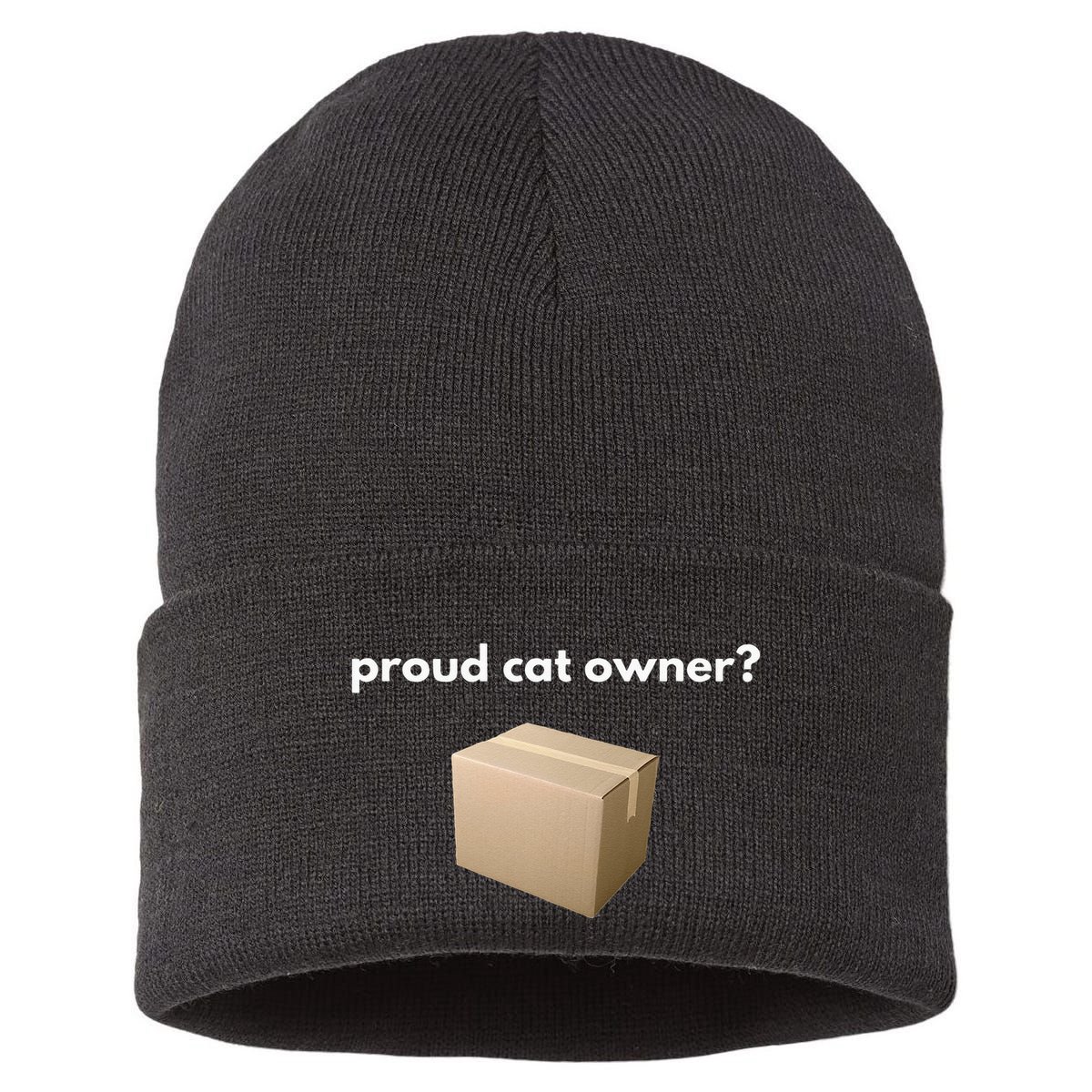 Proud Cat Owner Schrodingers Cat Funny Sustainable Knit Beanie