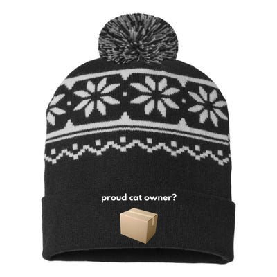 Proud Cat Owner Schrodingers Cat Funny USA-Made Snowflake Beanie