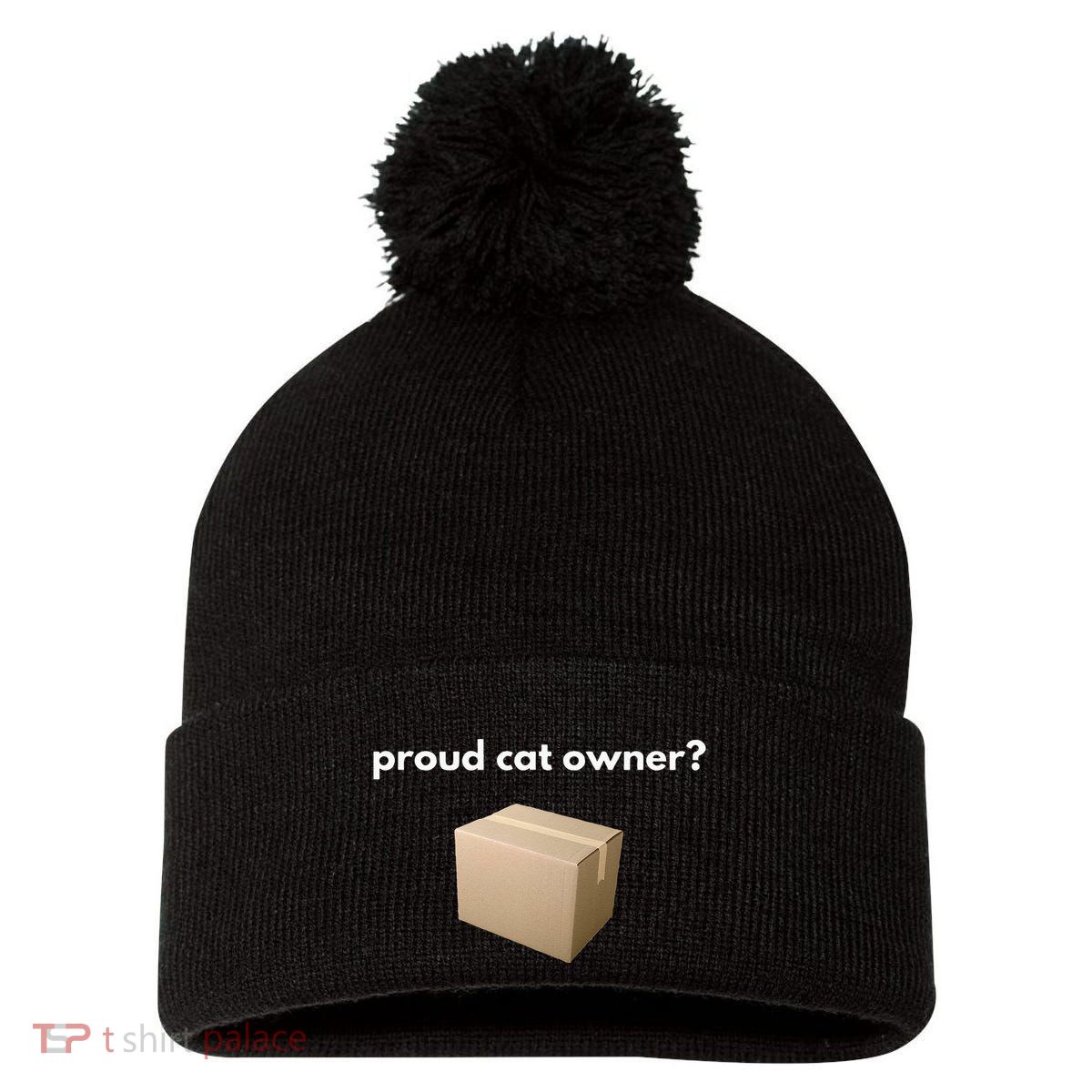 Proud Cat Owner Schrodingers Cat Funny Pom Pom 12in Knit Beanie