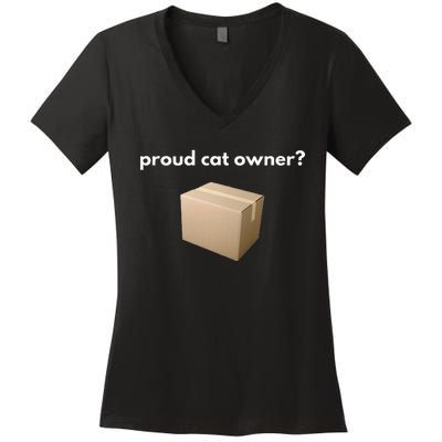 proud cat owner schrodingers cat funny Women's V-Neck T-Shirt