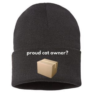 Proud Cat Owner Schrodingers Cat Funny Sustainable Knit Beanie