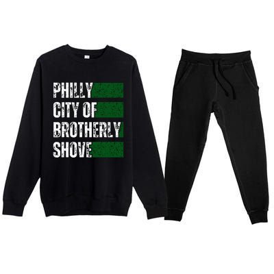 Philly City Of Brotherly Shove American Football Quarterback Premium Crewneck Sweatsuit Set