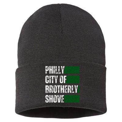 Philly City Of Brotherly Shove American Football Quarterback Sustainable Knit Beanie