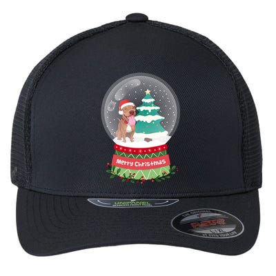 Pitbull Christmas Ornats Crystal Ball Snowy Xmas Tree Funny Gift Flexfit Unipanel Trucker Cap