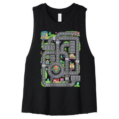 Play Cars On DadS Back Women's Racerback Cropped Tank