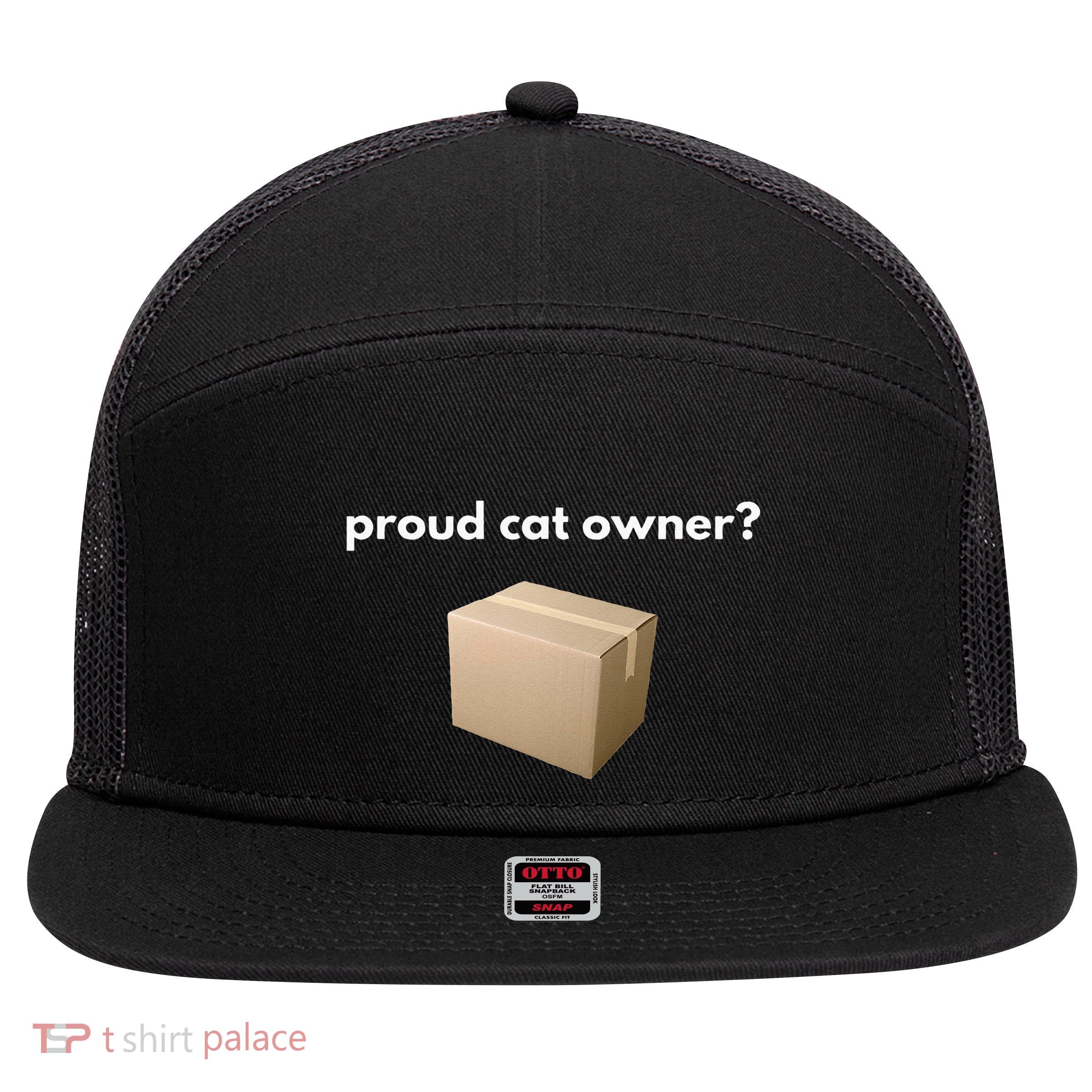 Proud Cat Owner Schrodingers Cat Funny 7 Panel Mesh Trucker Snapback Hat