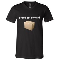 Proud Cat Owner Schrodingers Cat Funny V-Neck T-Shirt