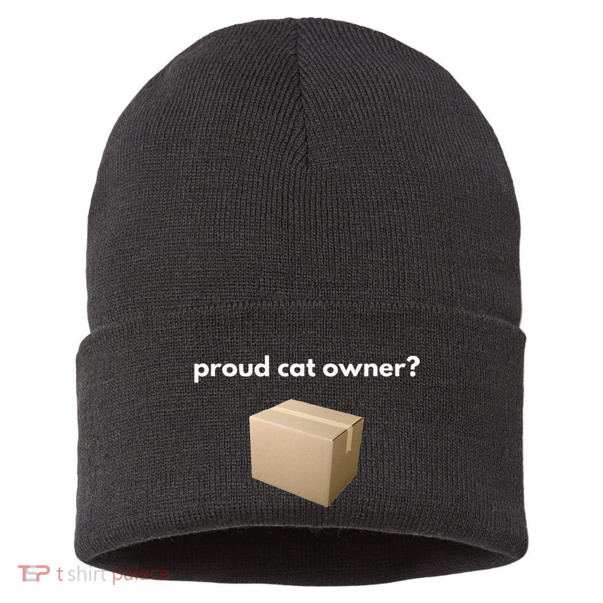 Proud Cat Owner Schrodingers Cat Funny Sustainable Knit Beanie