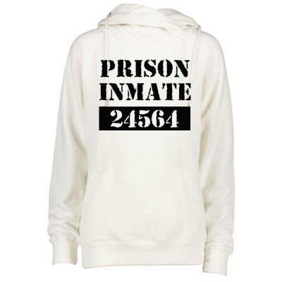 Prisoner Costume Orange Prison Uniform Halloween Jail Inmate Womens Funnel Neck Pullover Hood