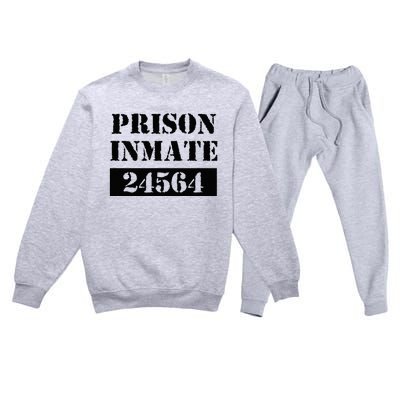 Prisoner Costume Orange Prison Uniform Halloween Jail Inmate Premium Crewneck Sweatsuit Set