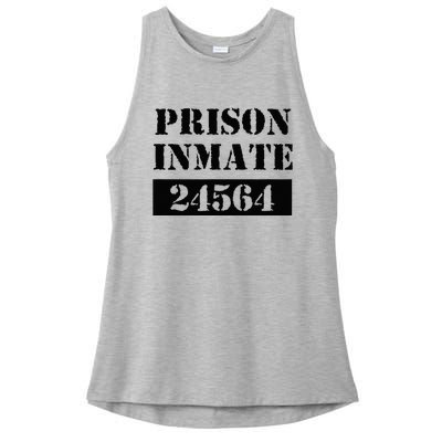 Prisoner Costume Orange Prison Uniform Halloween Jail Inmate Ladies PosiCharge Tri-Blend Wicking Tank