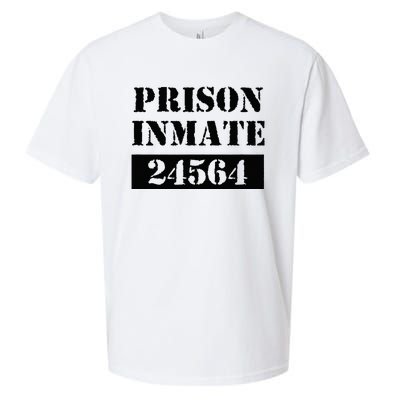 Prisoner Costume Orange Prison Uniform Halloween Jail Inmate Sueded Cloud Jersey T-Shirt