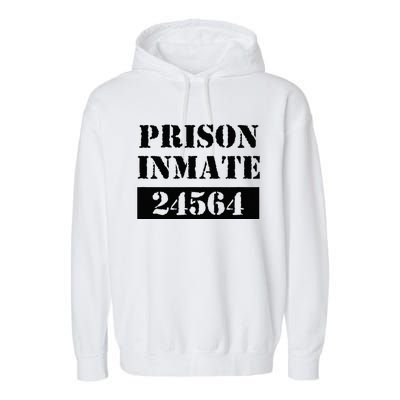 Prisoner Costume Orange Prison Uniform Halloween Jail Inmate Garment-Dyed Fleece Hoodie