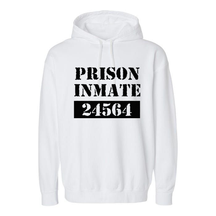 Prisoner Costume Orange Prison Uniform Halloween Jail Inmate Garment-Dyed Fleece Hoodie