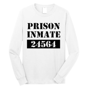 Prisoner Costume Orange Prison Uniform Halloween Jail Inmate Long Sleeve Shirt