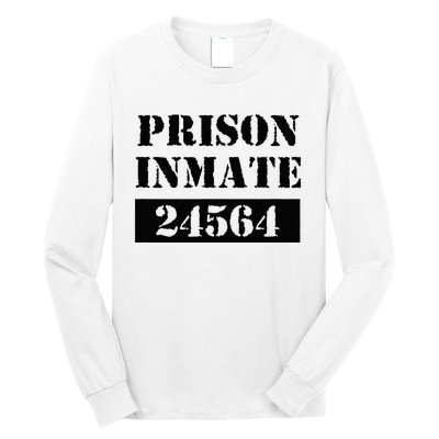 Prisoner Costume Orange Prison Uniform Halloween Jail Inmate Long Sleeve Shirt