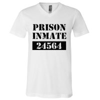 Prisoner Costume Orange Prison Uniform Halloween Jail Inmate V-Neck T-Shirt