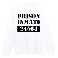 Prisoner Costume Orange Prison Uniform Halloween Jail Inmate Premium Crewneck Sweatshirt